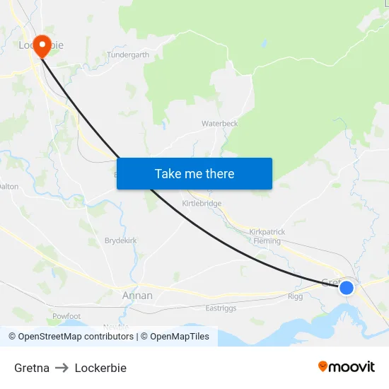 Gretna to Lockerbie map