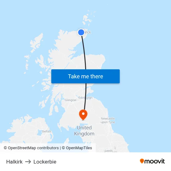 Halkirk to Lockerbie map