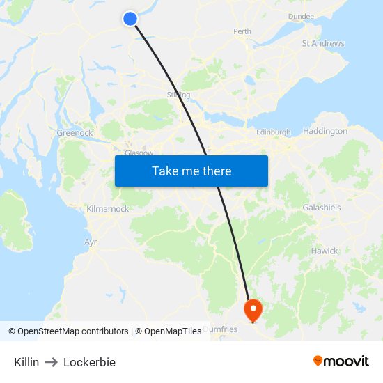 Killin to Lockerbie map