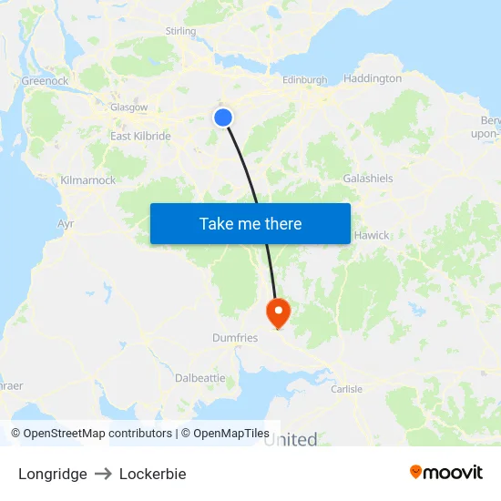 Longridge to Lockerbie map