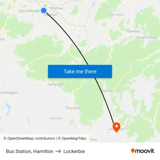 Bus Station, Hamilton to Lockerbie map