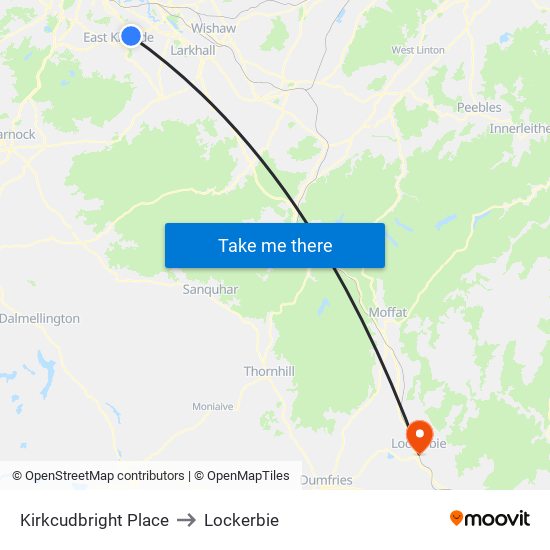 Kirkcudbright Place to Lockerbie map