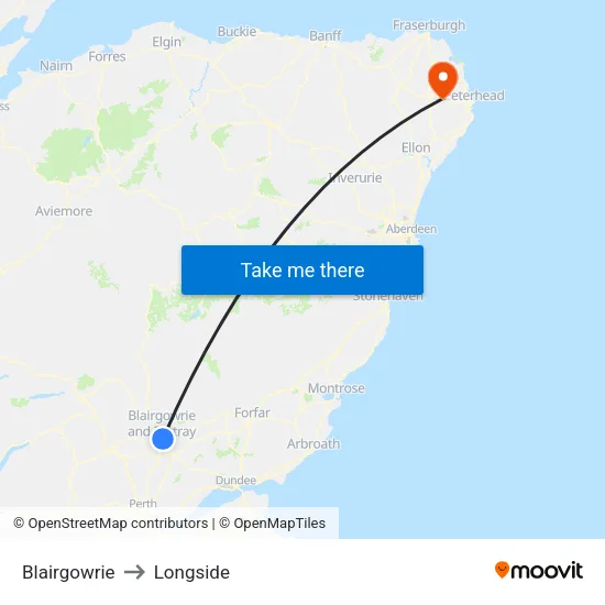 Blairgowrie to Longside map