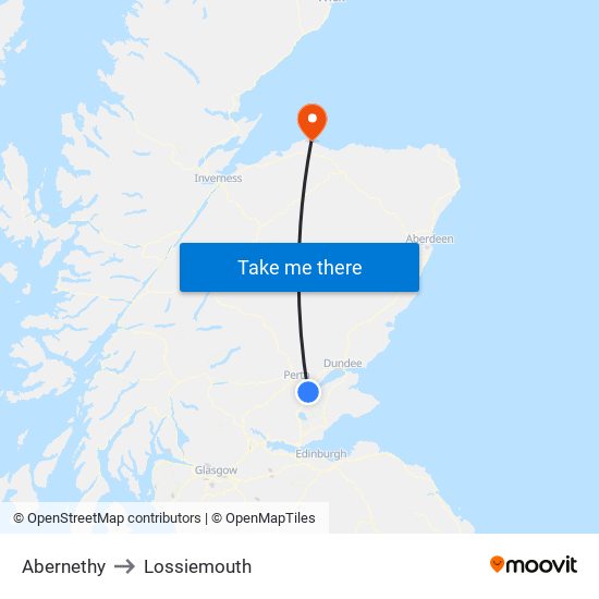 Abernethy to Lossiemouth map