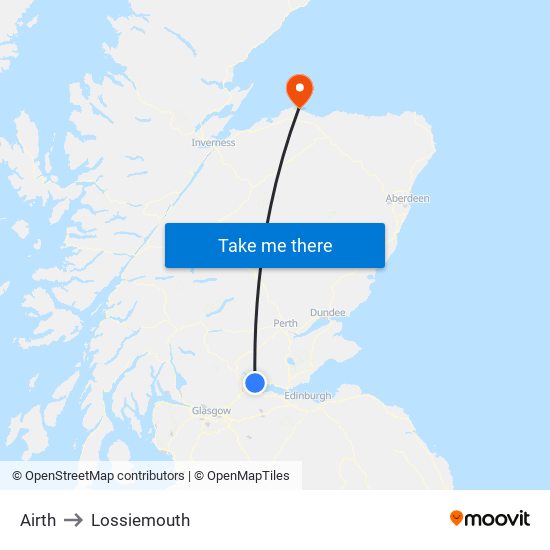 Airth to Lossiemouth map