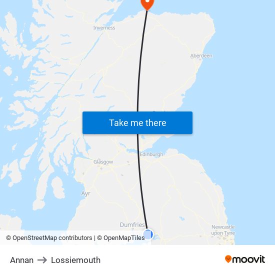 Annan to Lossiemouth map