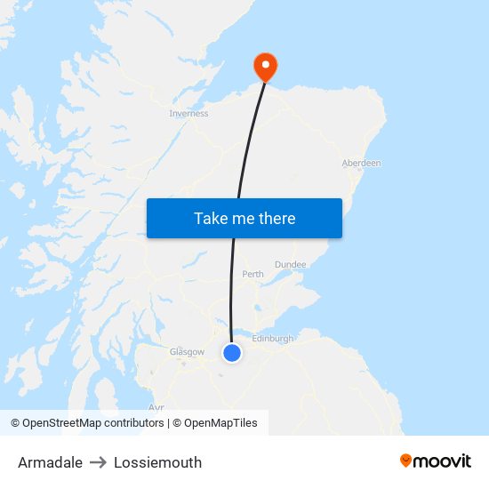 Armadale to Lossiemouth map