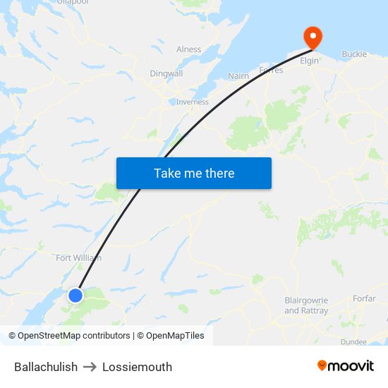 Ballachulish to Lossiemouth map