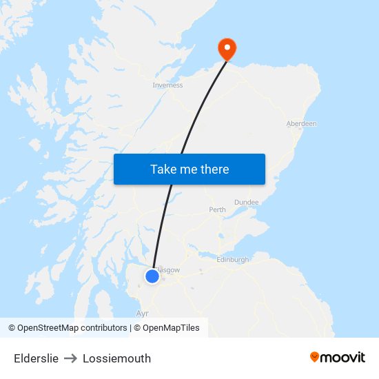 Elderslie to Lossiemouth map