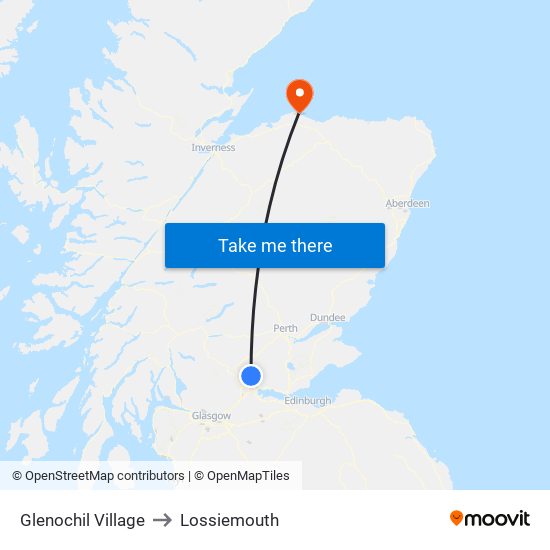 Glenochil Village to Lossiemouth map