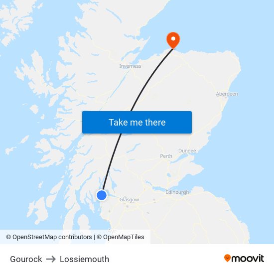 Gourock to Lossiemouth map