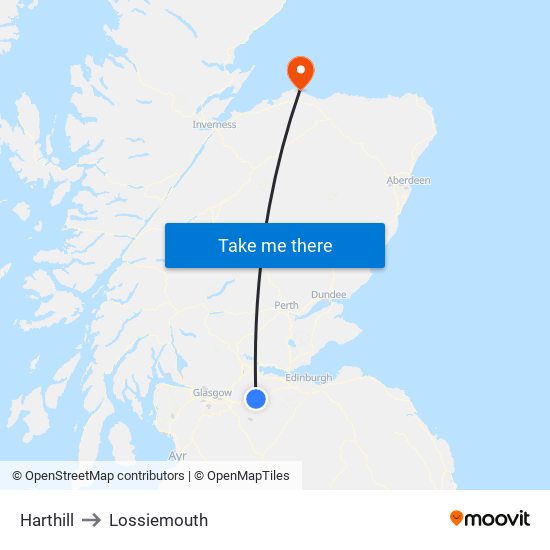 Harthill to Lossiemouth map