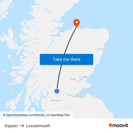 Kippen to Lossiemouth map