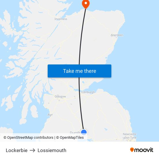 Lockerbie to Lossiemouth map