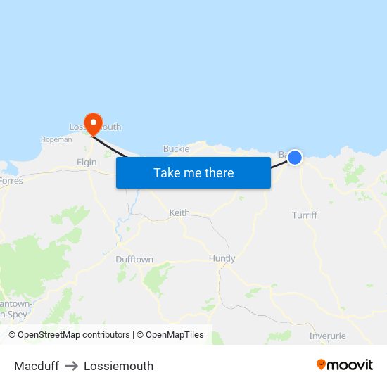 Macduff to Lossiemouth map