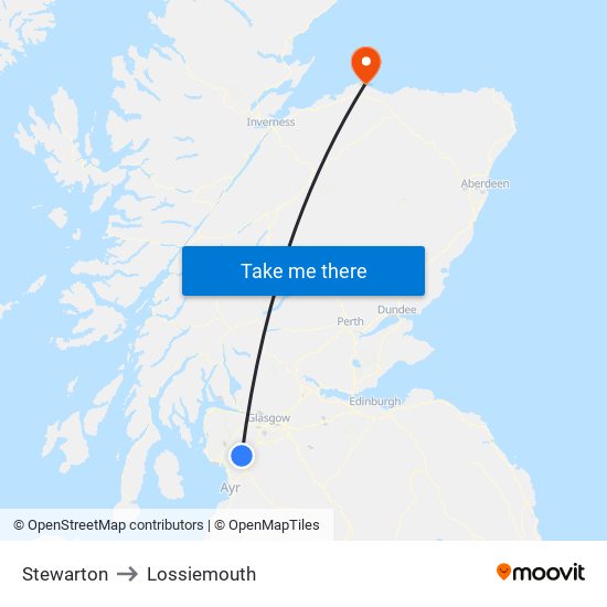 Stewarton to Lossiemouth map