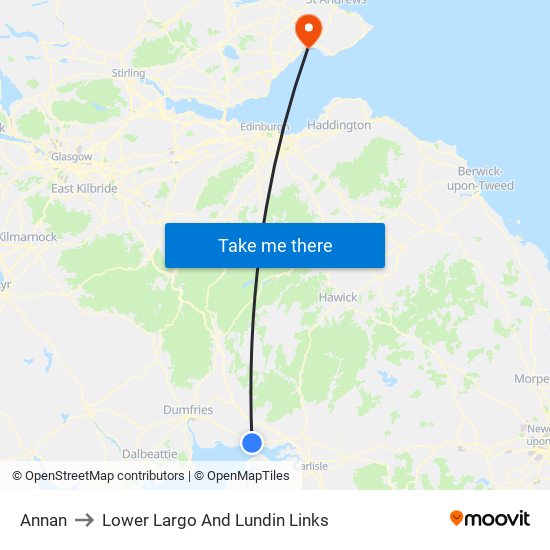 Annan to Lower Largo And Lundin Links map