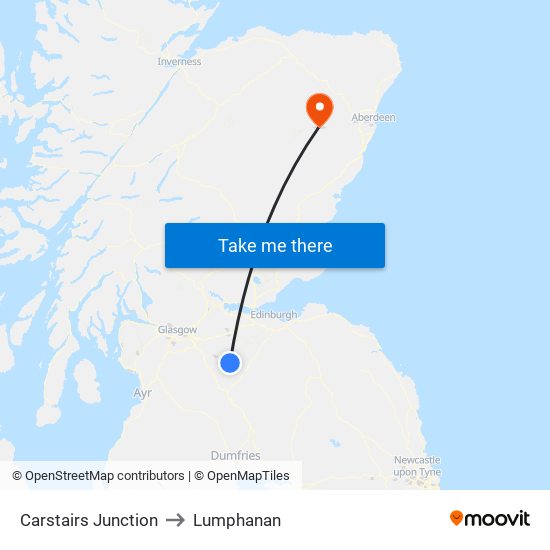 Carstairs Junction to Lumphanan map