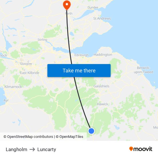 Langholm to Luncarty map