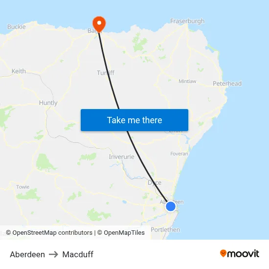 Aberdeen to Macduff map