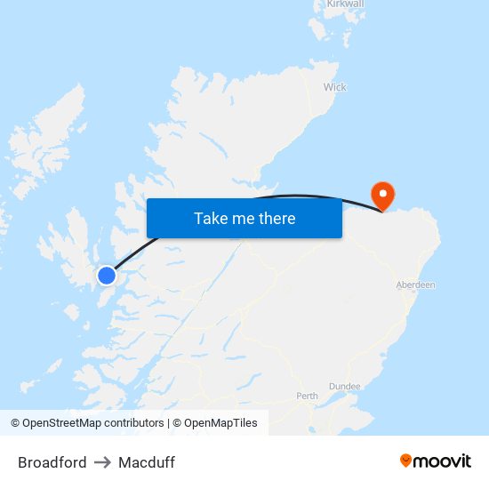 Broadford to Macduff map