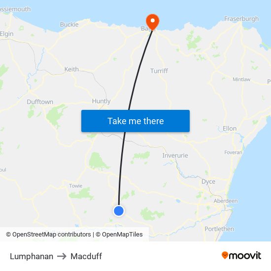 Lumphanan to Macduff map