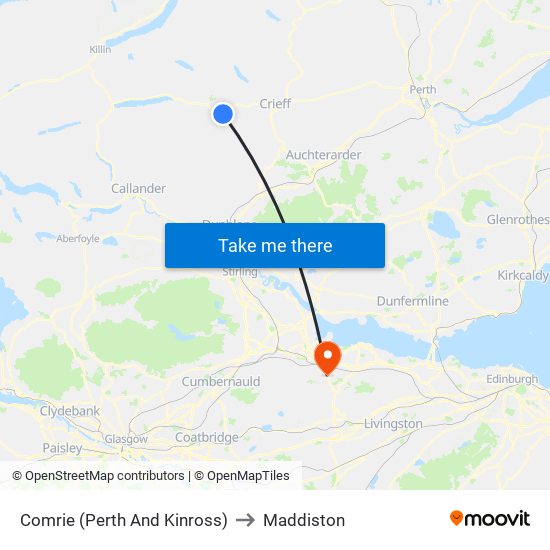 Comrie (Perth And Kinross) to Maddiston map