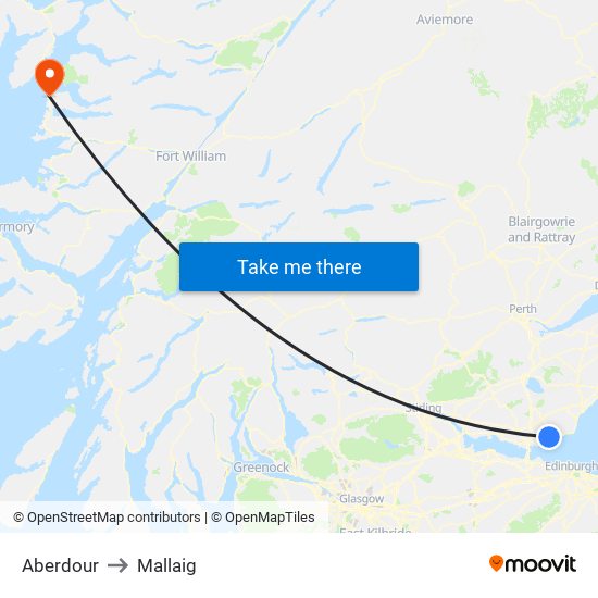 Aberdour to Mallaig map