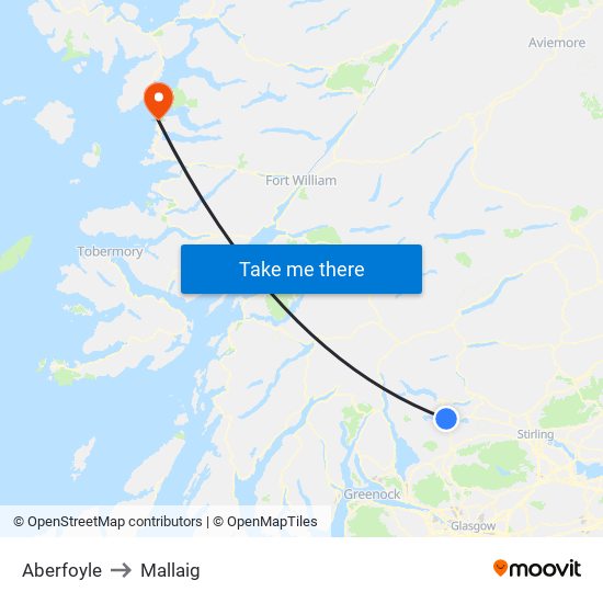 Aberfoyle to Mallaig map