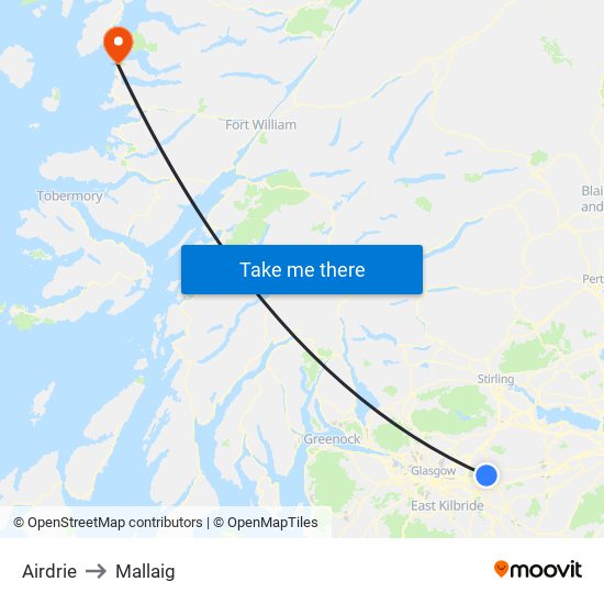 Airdrie to Mallaig map