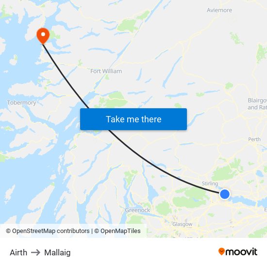 Airth to Mallaig map