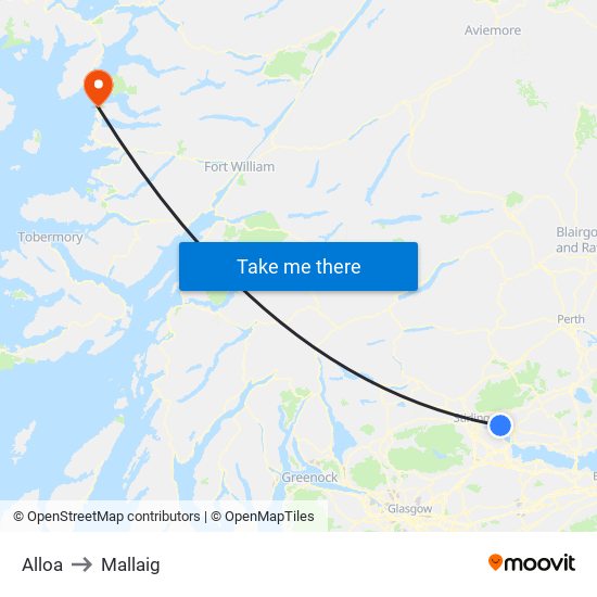 Alloa to Mallaig map