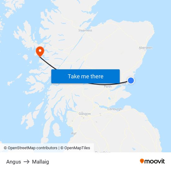 Angus to Mallaig map