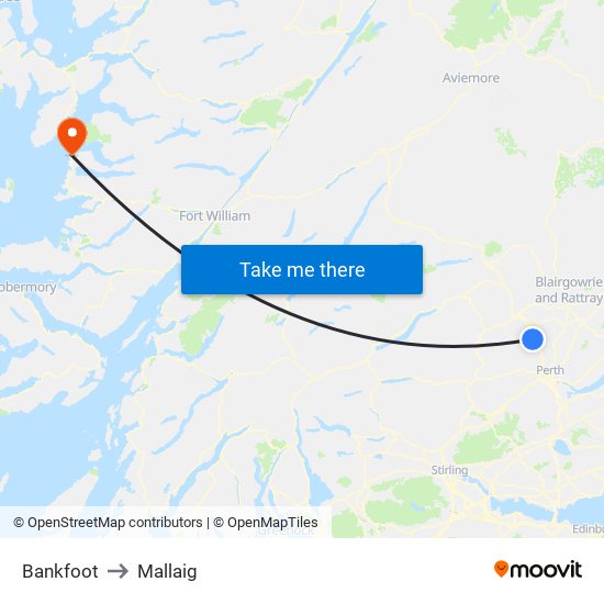 Bankfoot to Mallaig map