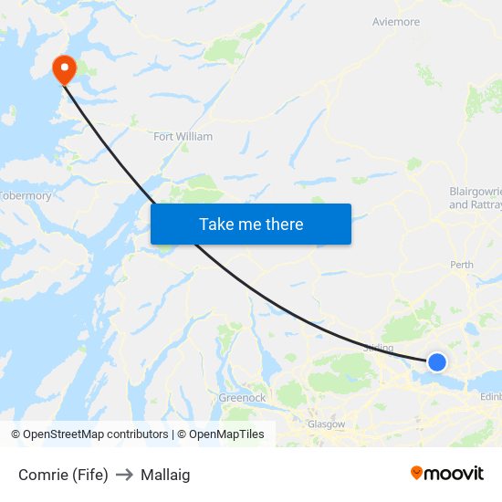 Comrie (Fife) to Mallaig map