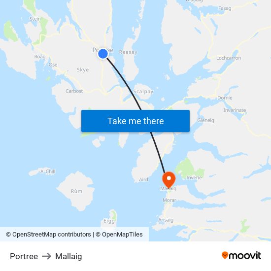 Portree to Mallaig map