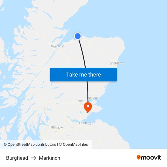 Burghead to Markinch map