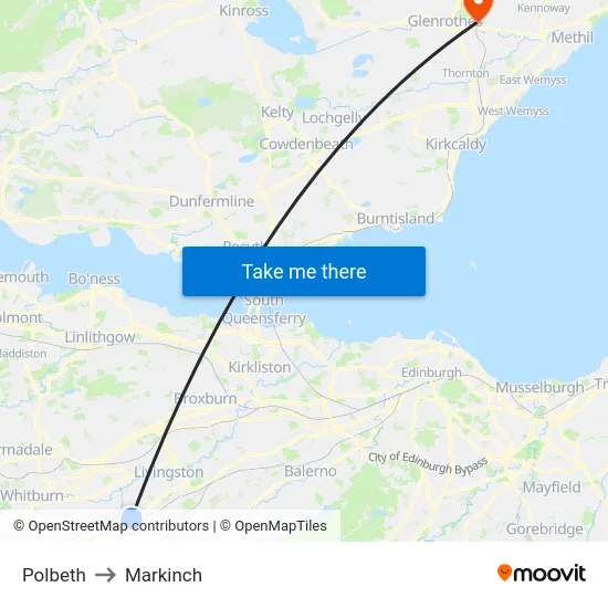 Polbeth to Markinch map