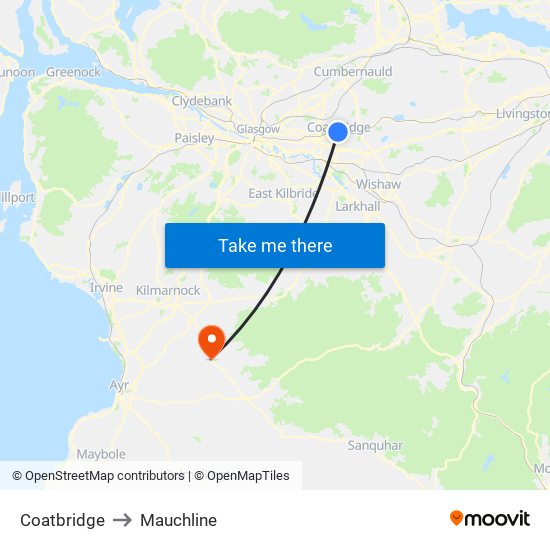 Coatbridge to Mauchline map