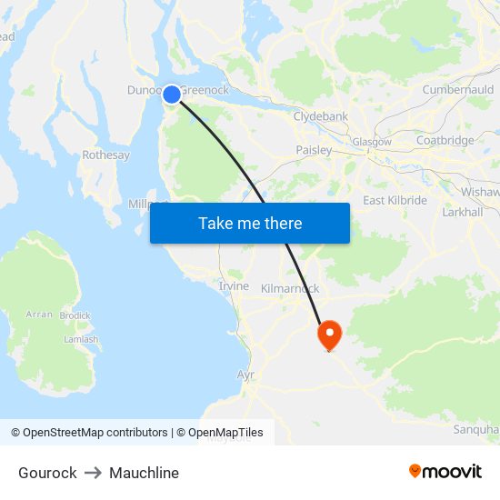 Gourock to Mauchline map