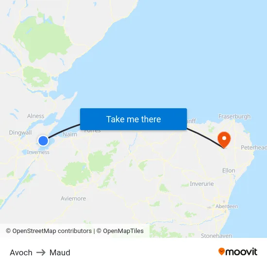 Avoch to Maud map