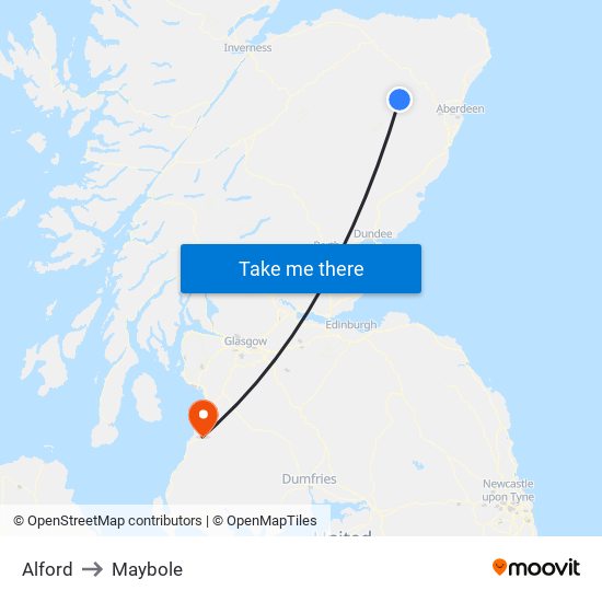 Alford to Maybole map