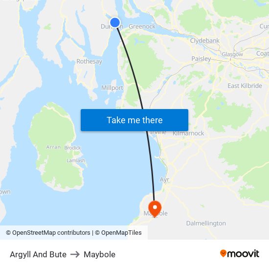 Argyll And Bute to Maybole map