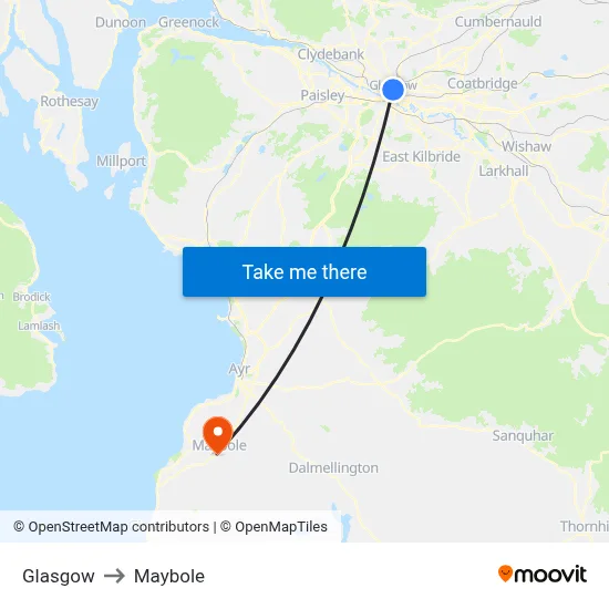 Glasgow to Maybole map