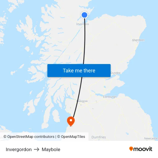 Invergordon to Maybole map