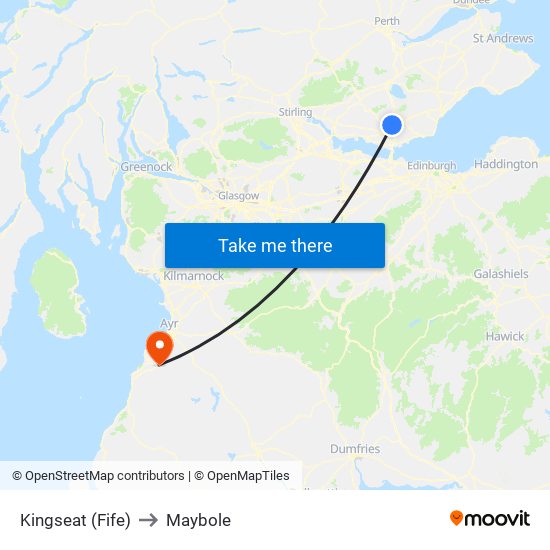 Kingseat (Fife) to Maybole map