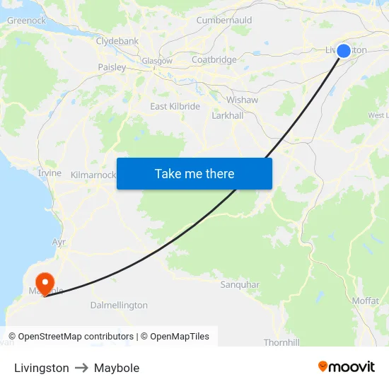 Livingston to Maybole map