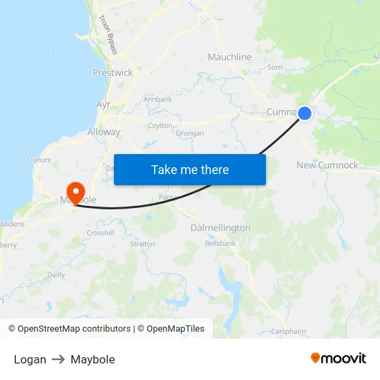 Logan to Maybole map