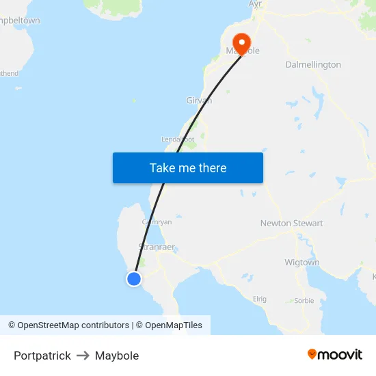 Portpatrick to Maybole map