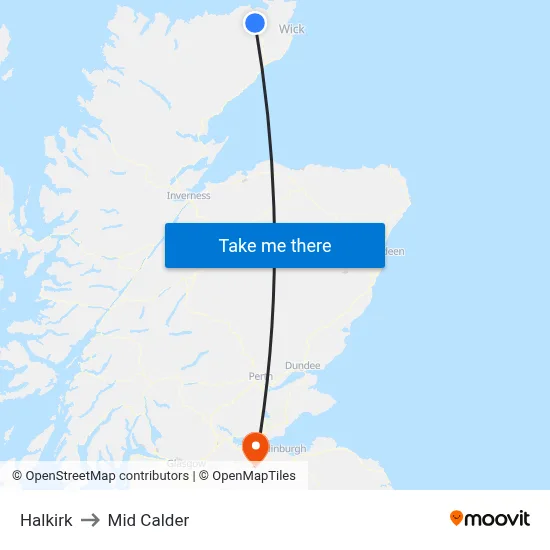Halkirk to Mid Calder map